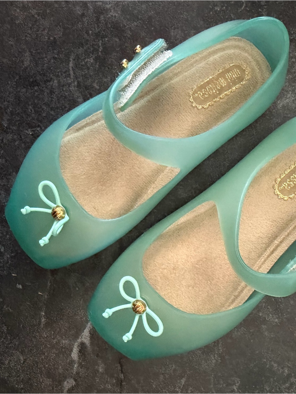 Mini Melissa Mint Green Girls' Mary Jane Flats with Bow
